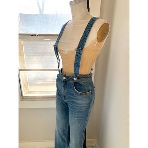 WE THE FREE/FREE PEOPLE High-waisted suspender jeans w/ detachable su